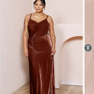 Revelry Brown Satin Dress